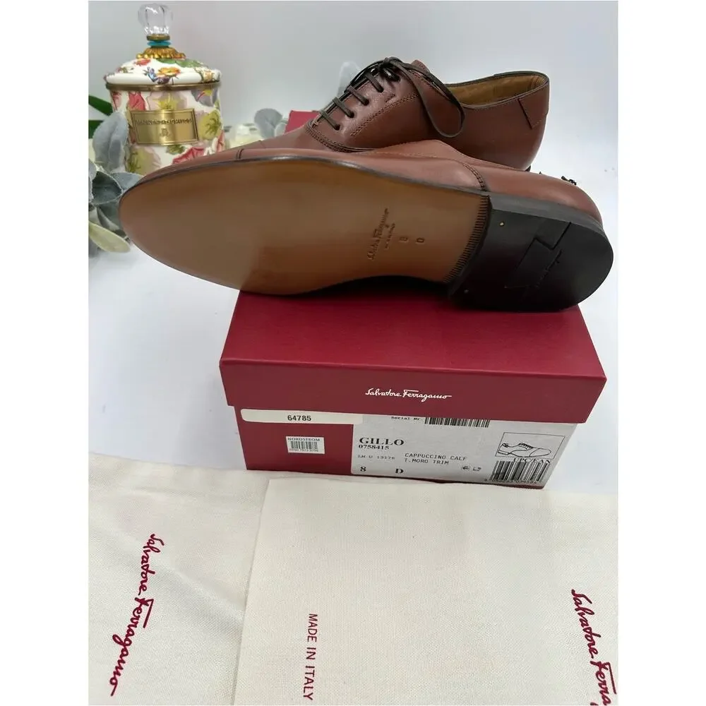 Men's Salvatore Ferragamo GILLO lace up Oxford size 8D made in Italy